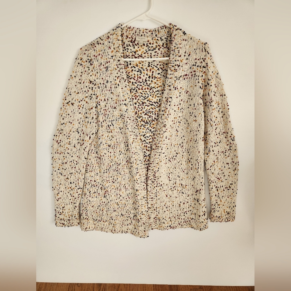 Talbots multi-coloured speckled knit cardigan, Open style, Size Small